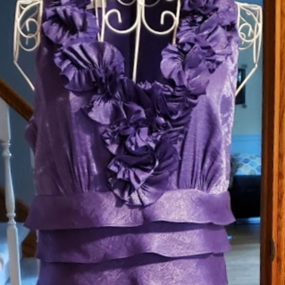 NWT London Times sz 8 ruffled Purple dress - Picture 4 of 7